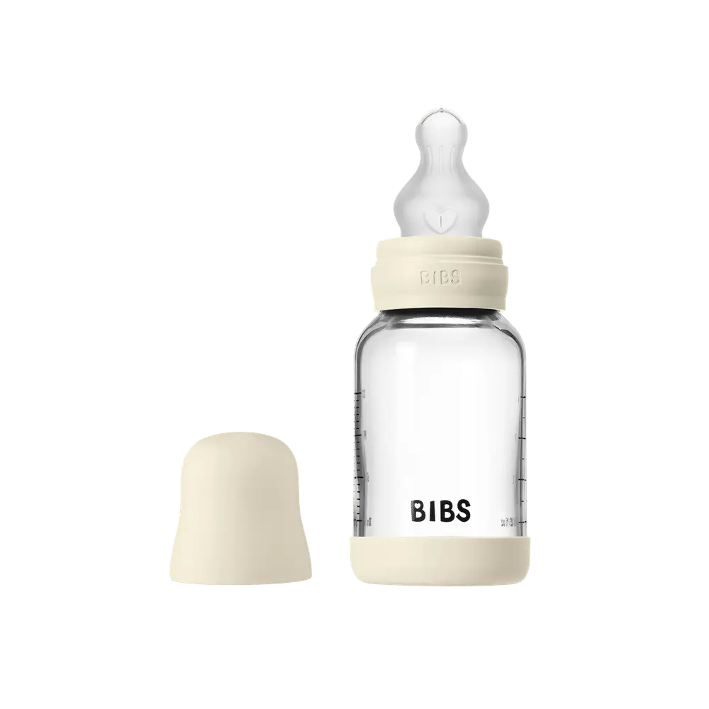 Glass baby bottle silicone 120 ml ivory