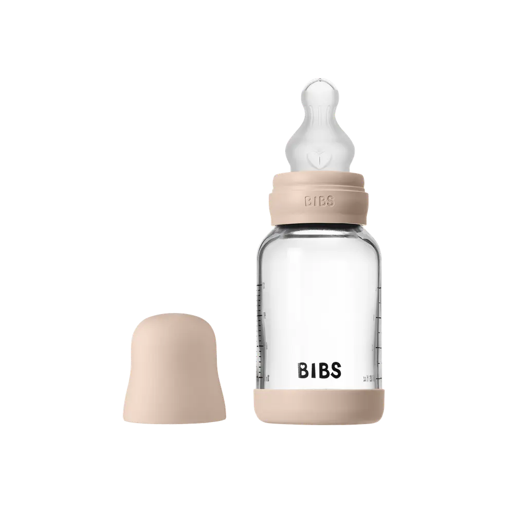 Glass baby bottle silicone 120 ml blush