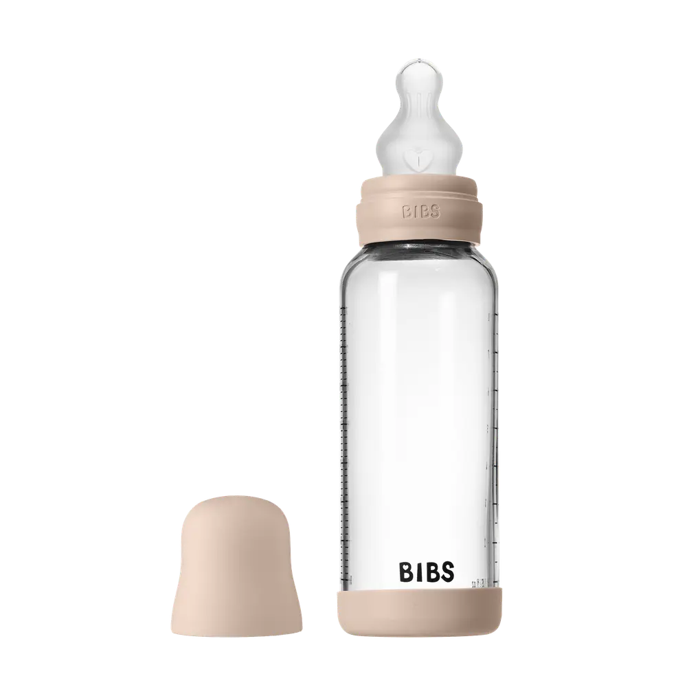 Glass baby bottle silicone 240 ml blush