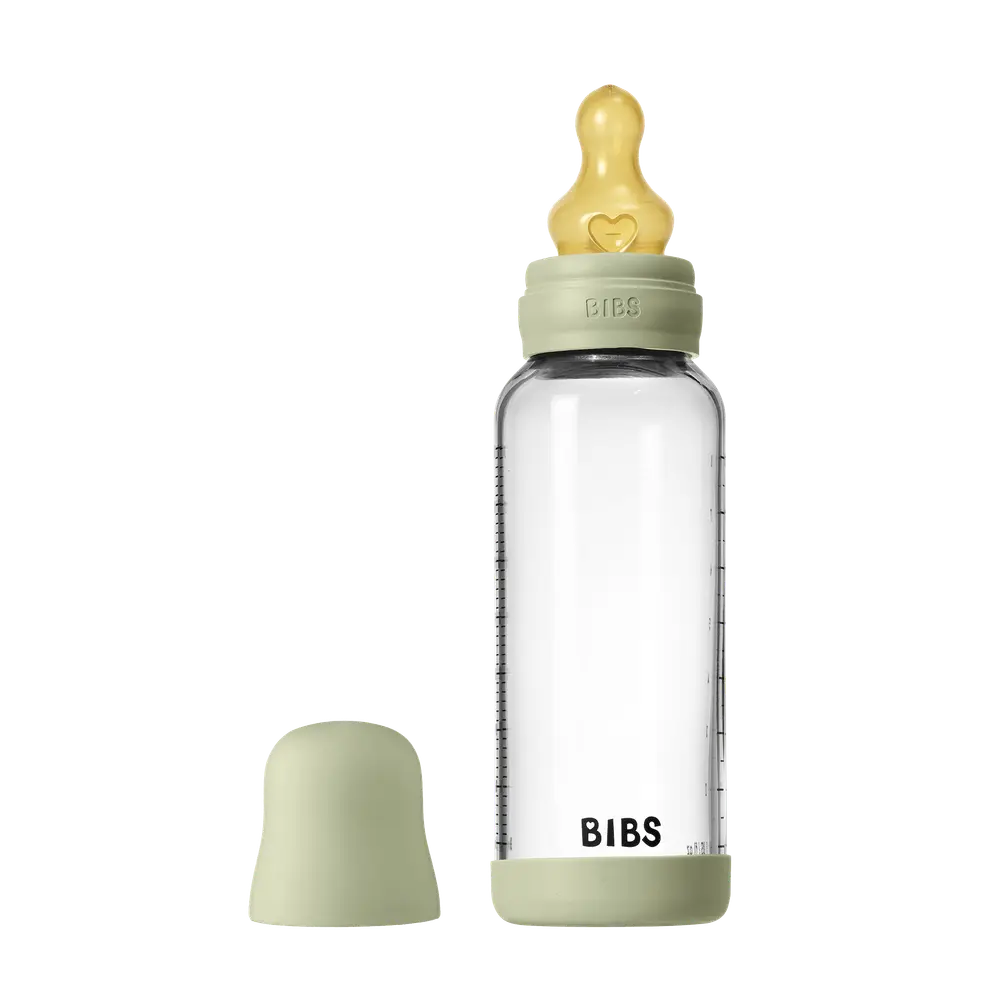 Glass baby bottle latex 240 ml sage