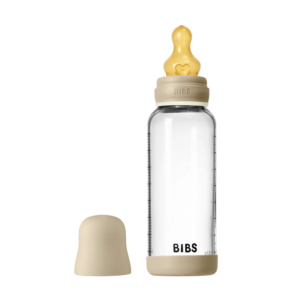 BIBS Glas Sutteflaske 1 pk 240 ml - M Flow - Vanilla Nat