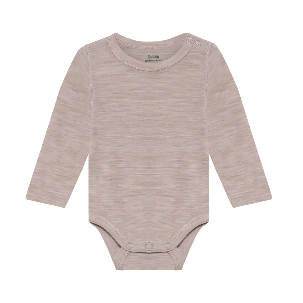 BeKids Uld body langærmet - Mocha Meringue Melange - 60