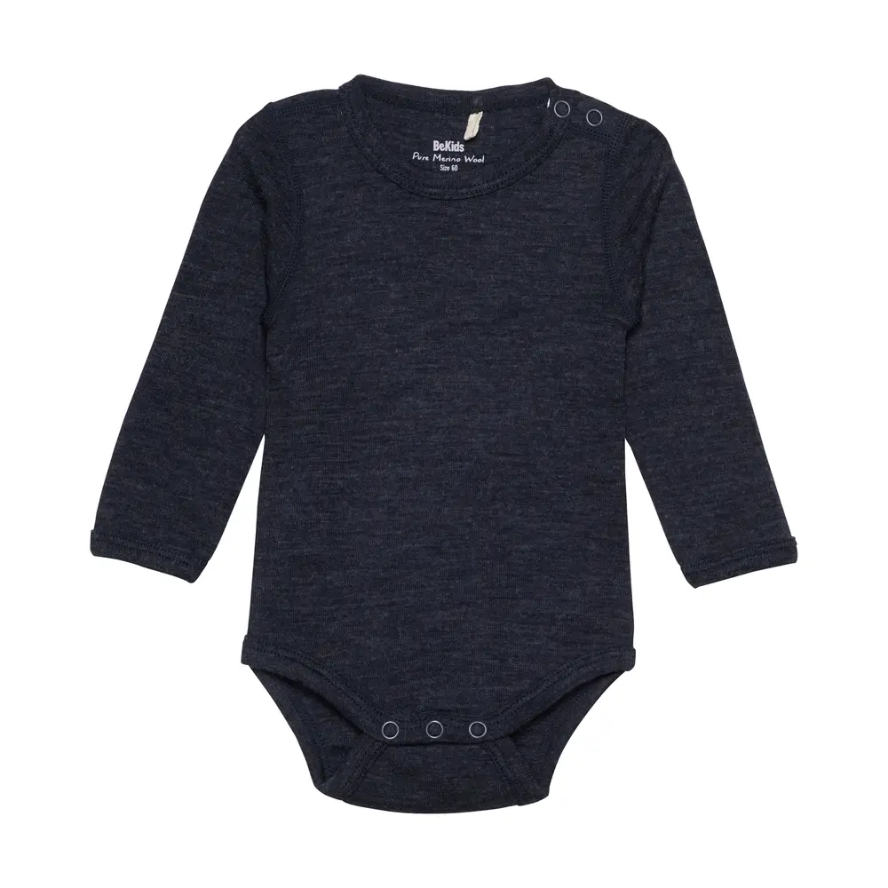 BeKids Uld body langærmet - Sky Captain Melange - 100