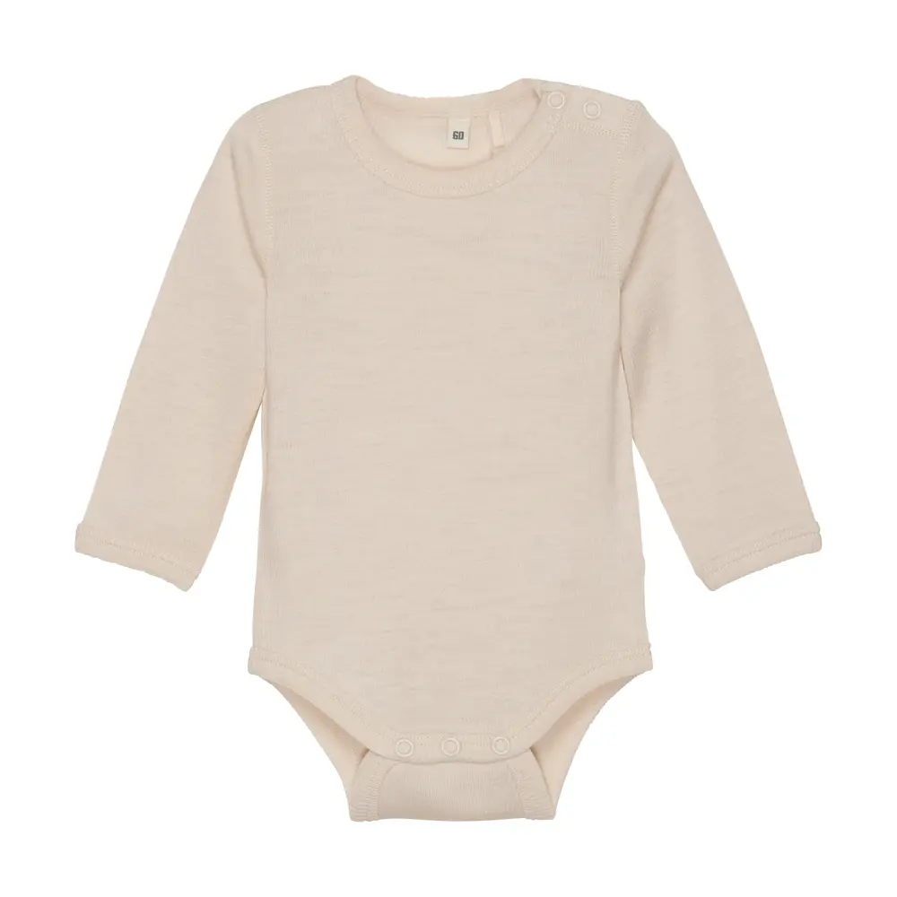 BeKids Langærmet Uld body - Sandshell Melange - 70
