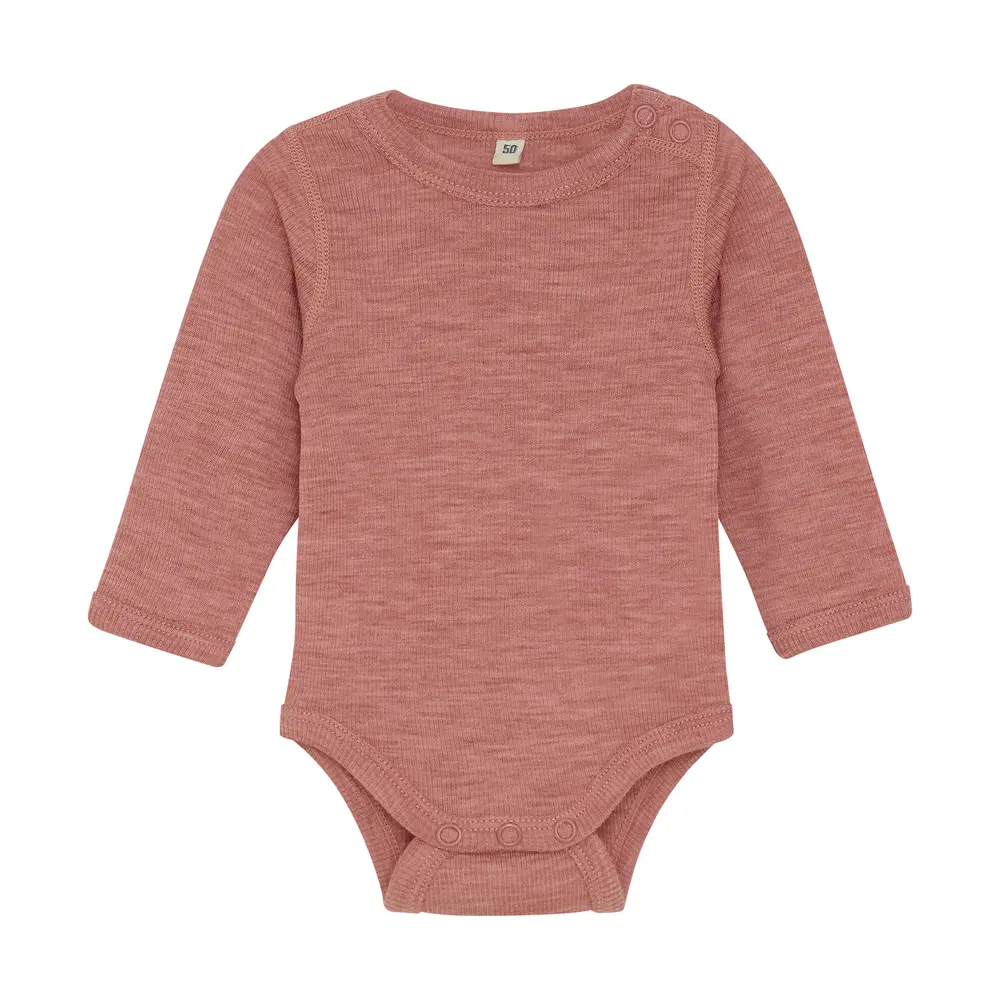 BeKids Langærmet Uld body- Light Mahogany Melange - 70