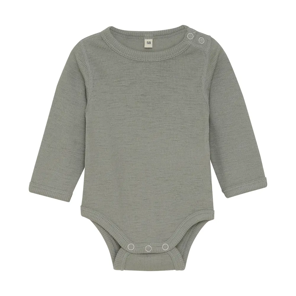 BeKids Langærmet Uld body - Forest Fog Melange - 80