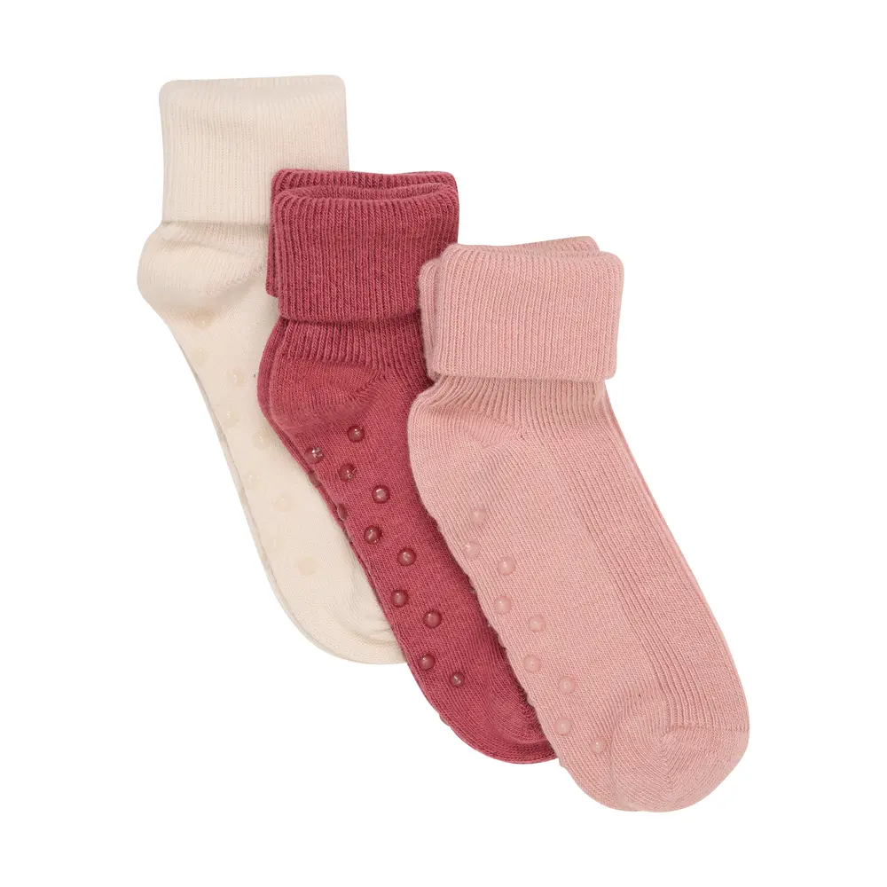 Baby rib Strømper w. ABS - Mineral Red - 11/14