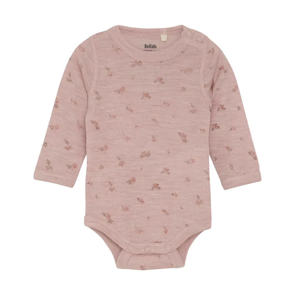 Uld Langærmet Body m. Print - Starling - 90