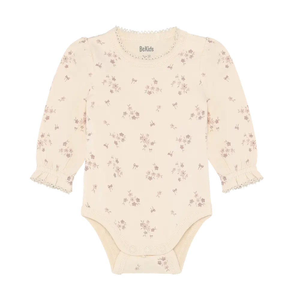 Langæarmet Body m. Print - Shadow Gray - 90