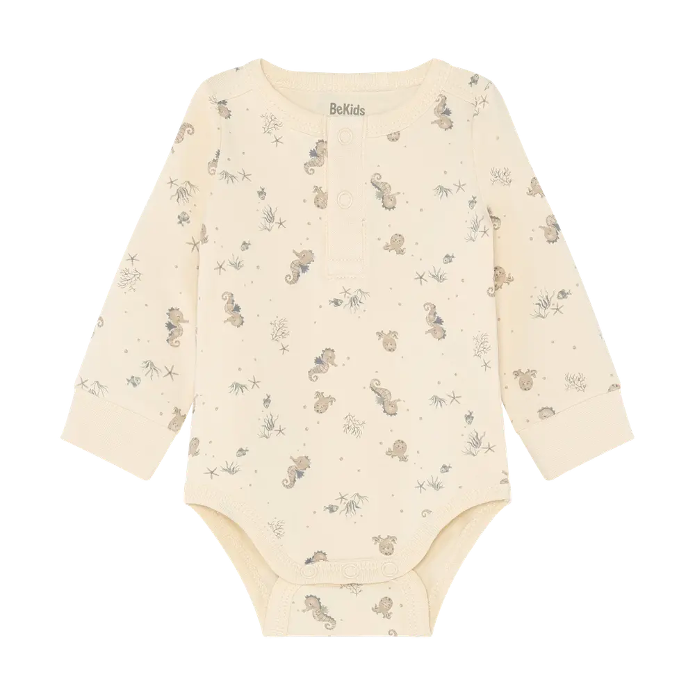 Langæarmet Body m. Print - Folkstone Gray - 50