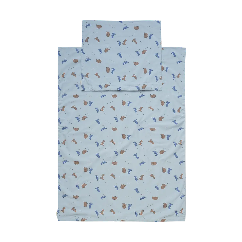 Junior Sengetøj 100x140, Dino Blue Fog