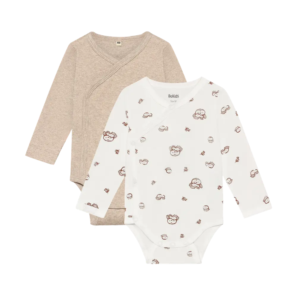 BeKids Langærmet Wrap Body 2-Pak - Silver Mink - 50