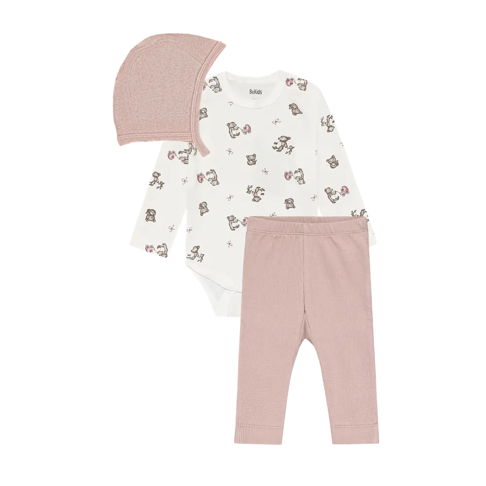 BeKids Bodysæt m. Hue - Nostalgia Rose - 70
