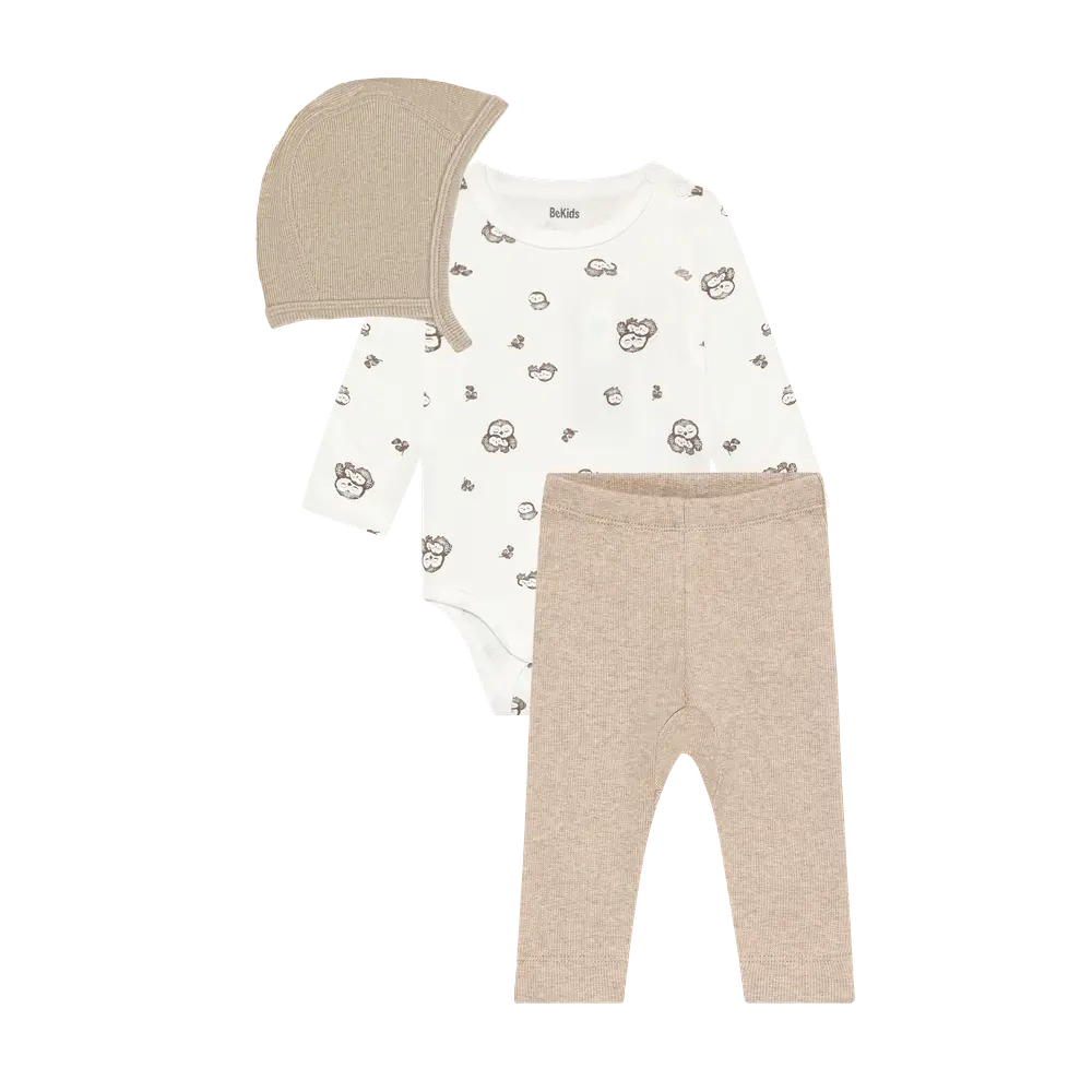 BeKids Bodysæt m. Hue - Silver Mink - 60