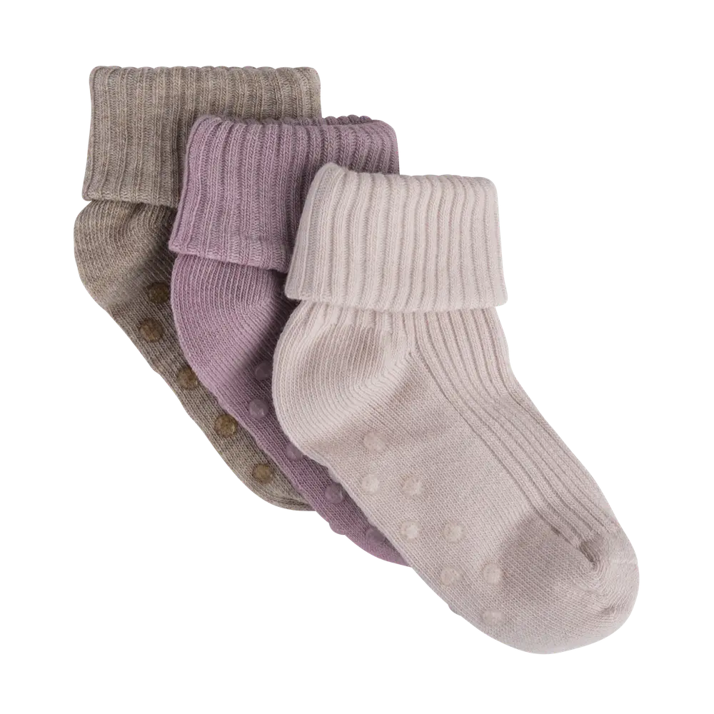 BeKids Rib Strømper m. ABS 3-Pak - Shell - 1518