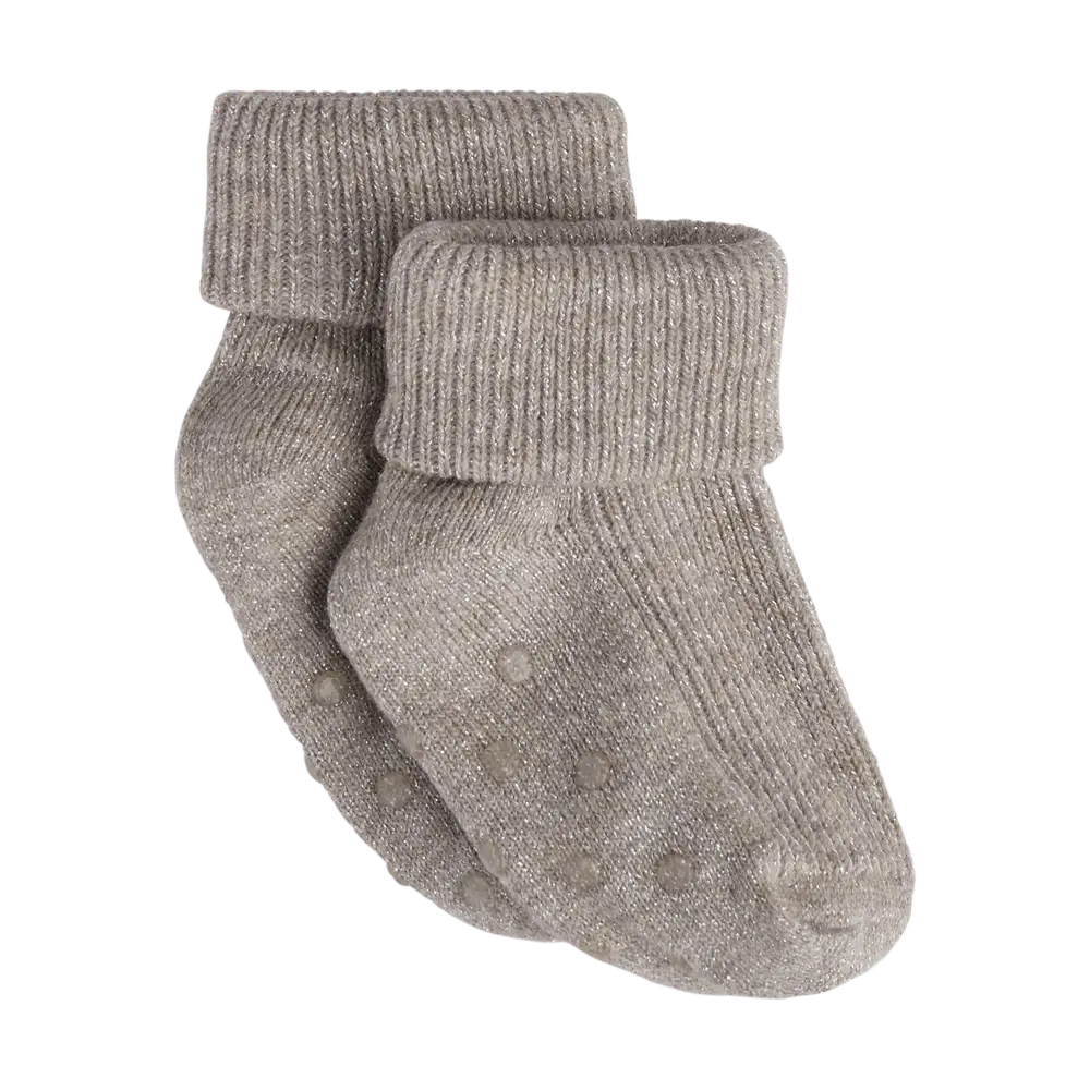 BeKids Glimmer Rib Strømpe m. ABS - Mocha Meringue - 1518