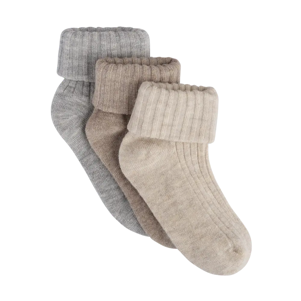 BeKids Uld Rib Strømpe 3-Pak - Sheer Bliss - 1518
