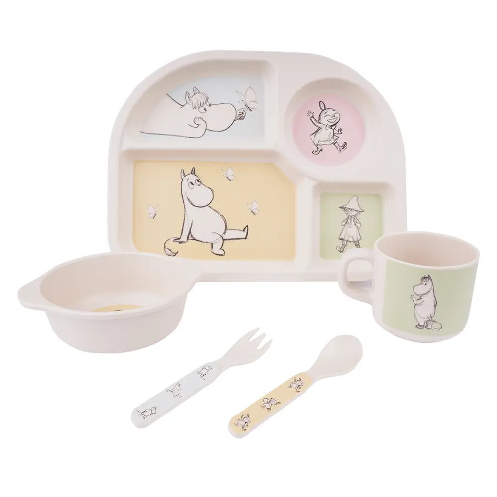 Barbo Toys Moomin - Mealtime Set w. 4 Rooms Plate - 5 dele
