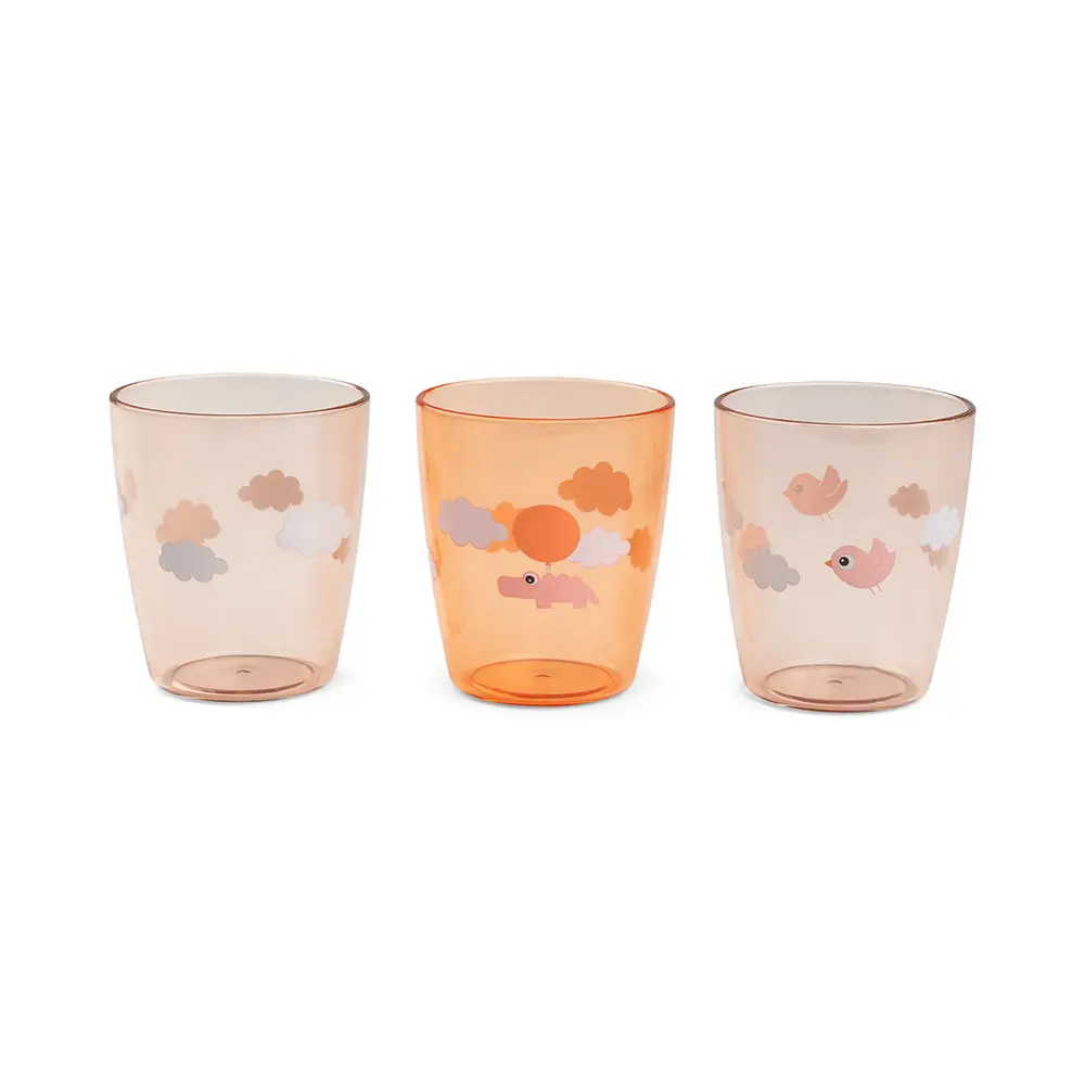Done By Deer Yummy Mini Glas 3 stk - Happy Clouds Papaya
