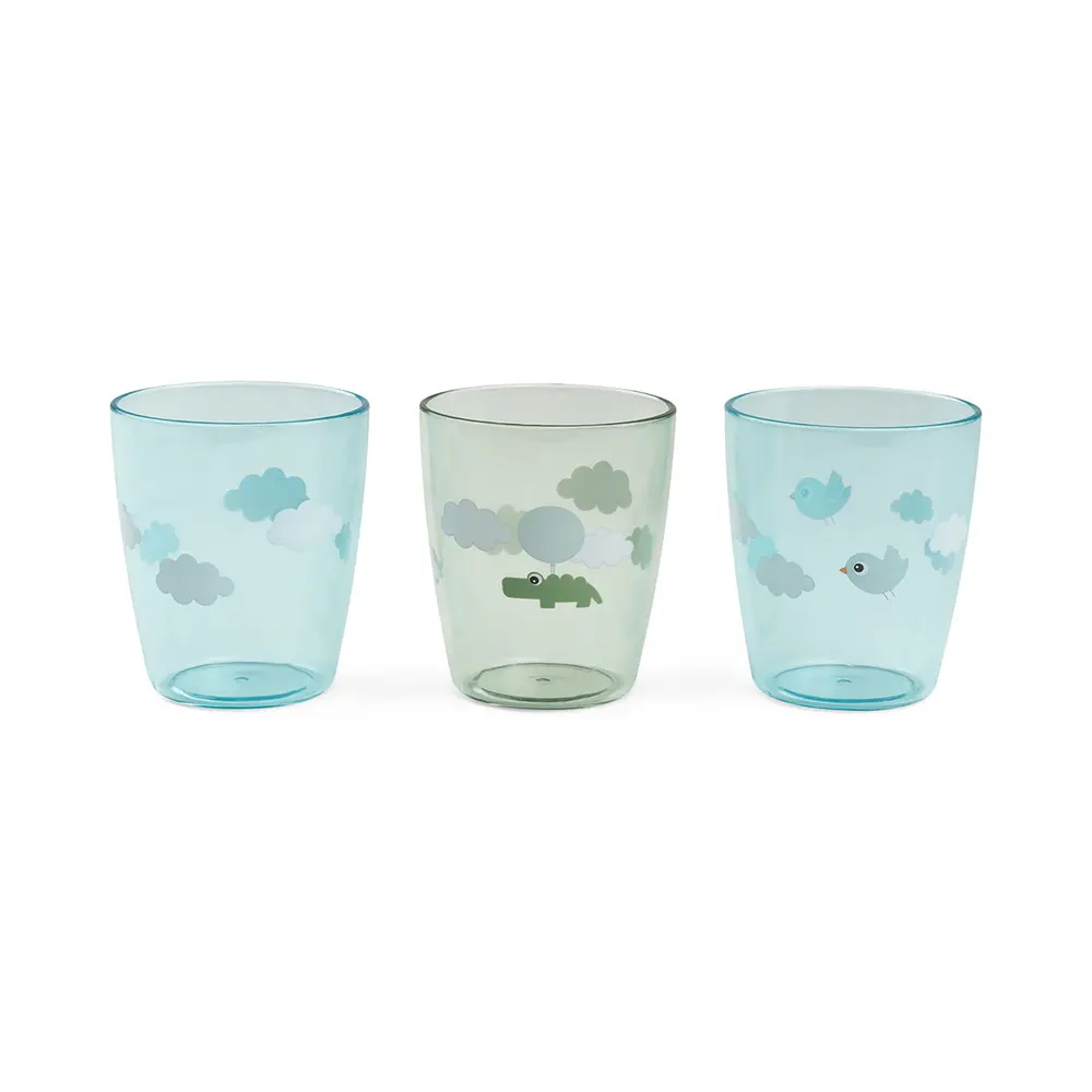 Done By Deer Yummy Mini Glas 3 stk - Happy Clouds Grøn