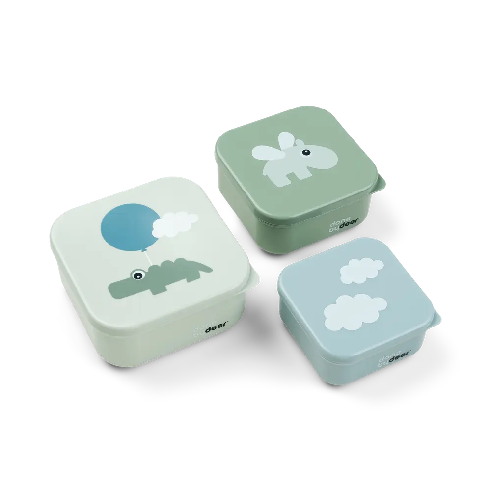 Snack boks sæt 3 stk Happy clouds - Grøn