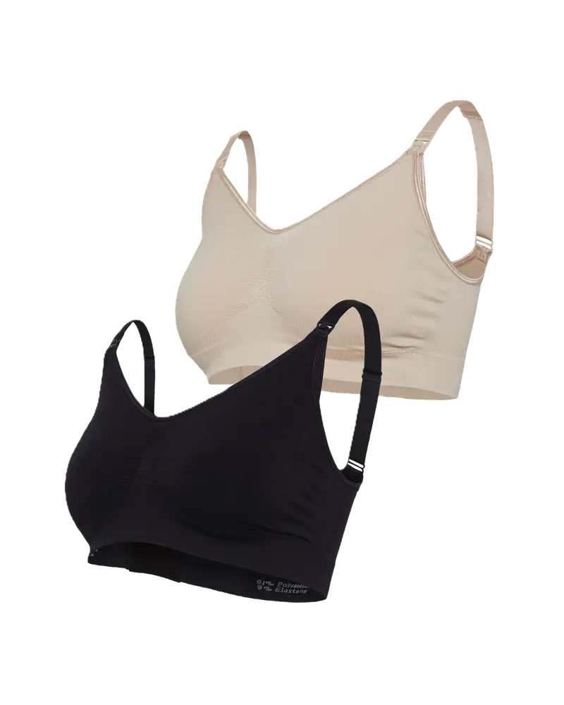 Original graviditets og amme-bh 2-pak - Beige+sort - S/M