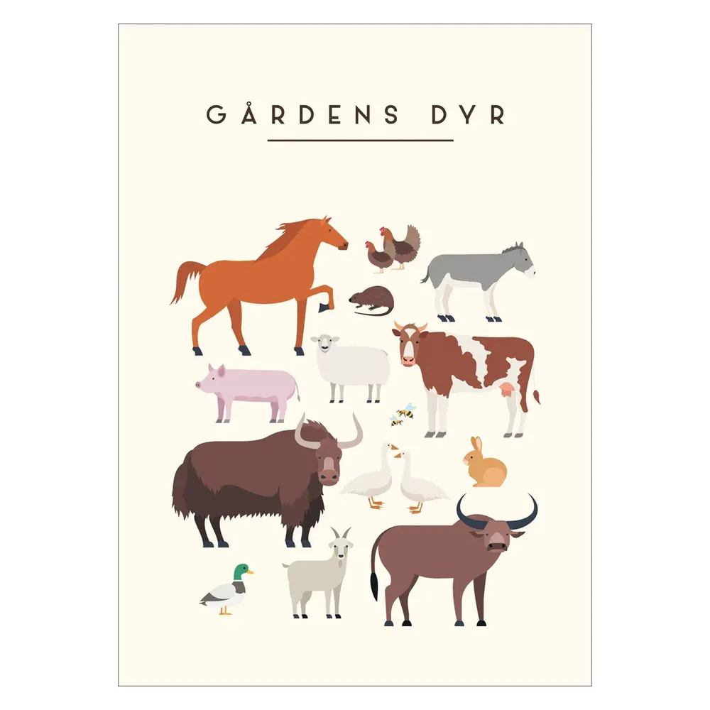 Plakat - Ga%CC%8Ardens dyr A3