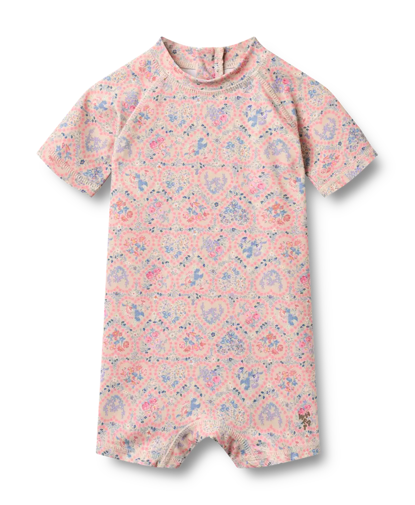Cas Badedragt - Pink Heart Flowers - 80