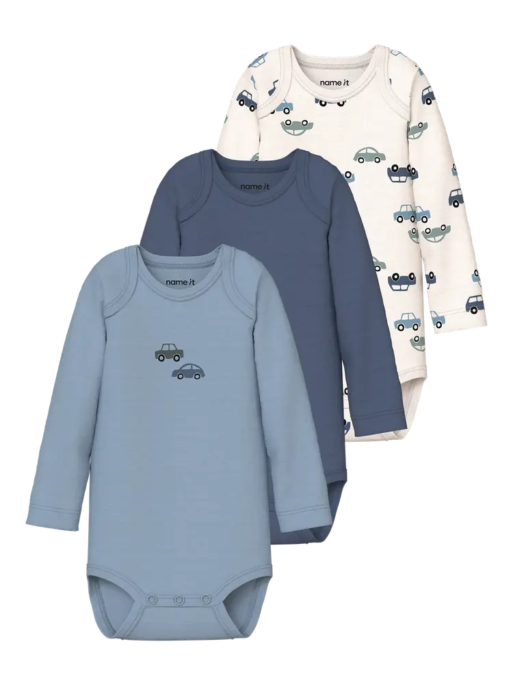 Name It Biler Langærmet Body 3-Pak - Jet Stream - 56