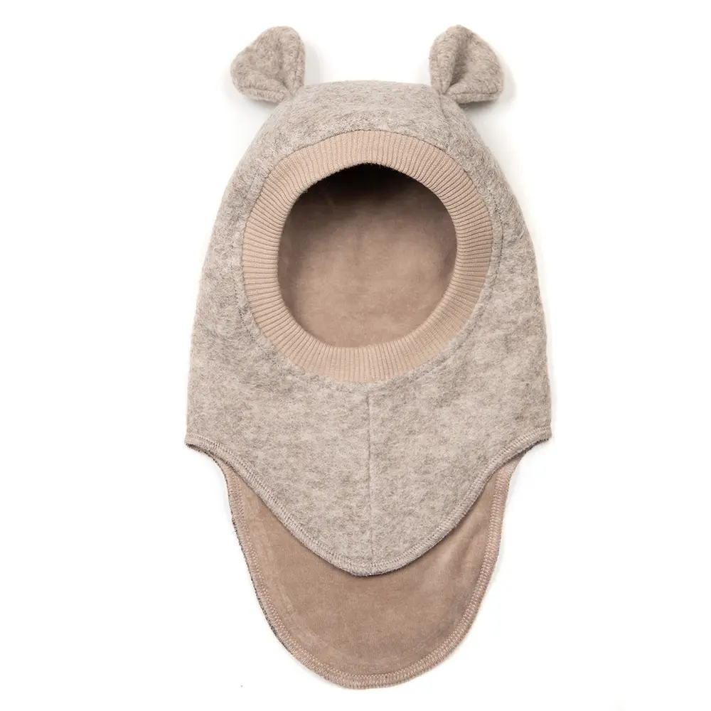 Elefanthue m. Ører Blød Uld - Camel Melange - 4-6 ÅR