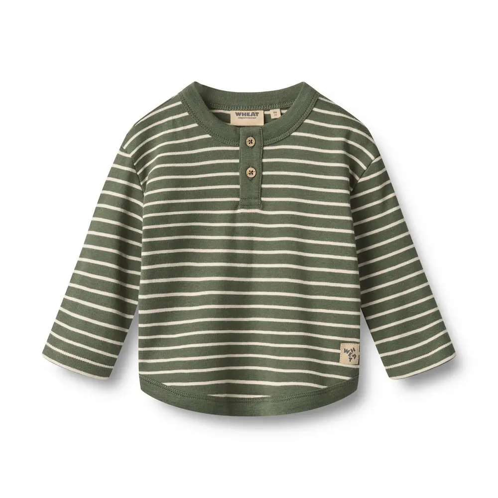 Wheat Osvald Trøje - Dark Green Stripe - 86