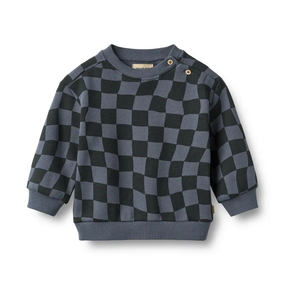 Wheat Elliot Sweatshirt - Navy Blue Check - 74