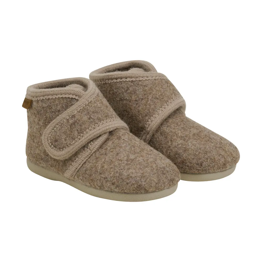 Uldhjemmesko velcro - Walnut Melange - 29