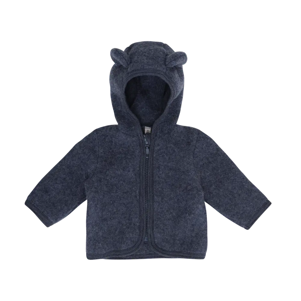 Jakke m. Ører Uld Fleece - Ombre Blue Melange - 80