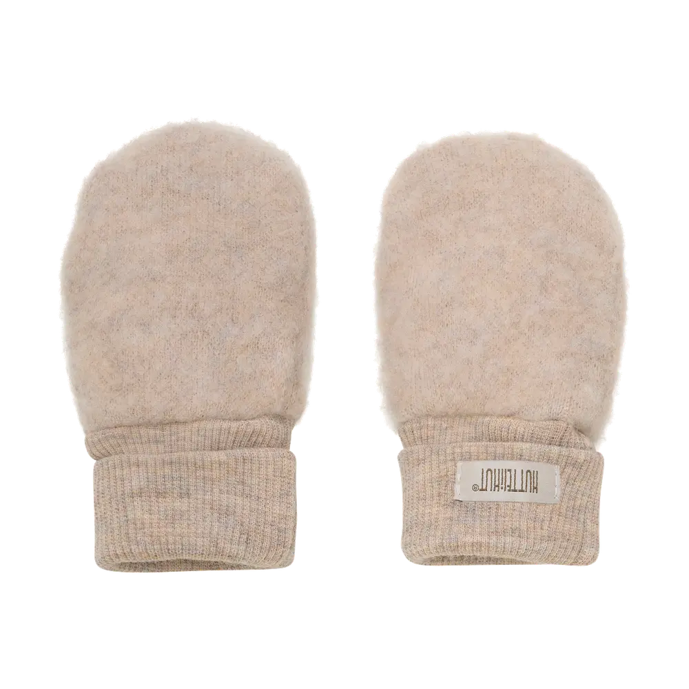 Uld Fleece Vanter - Camel melange - 62/68