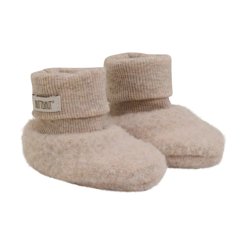 Huttelihut Uld Fleece Footies - Camel melange - 86/92