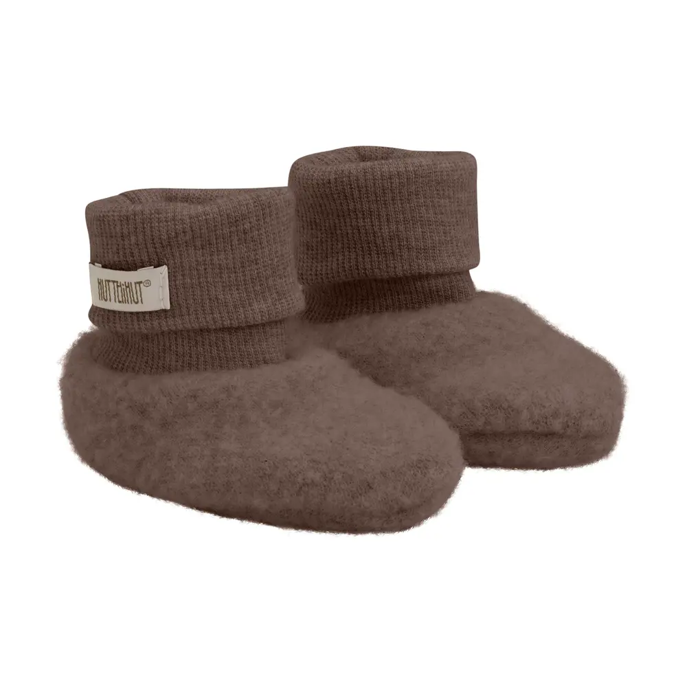 Huttelihut Uld Fleece Footies - Brown melange - 86/92