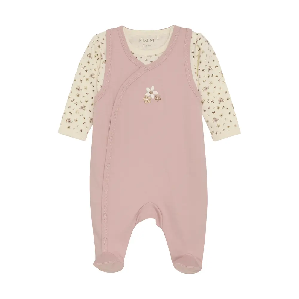 Body langærmet m. Romper - Shadow gray - 68