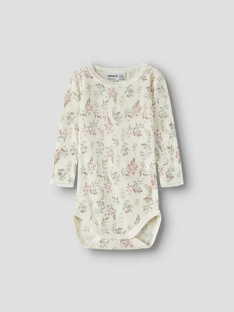 Name It Wang Uld Langærmet Body - Snow White - 80