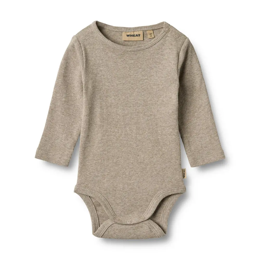 Wheat Spencer Langærmet Rib Body - Gravel Melange - 62