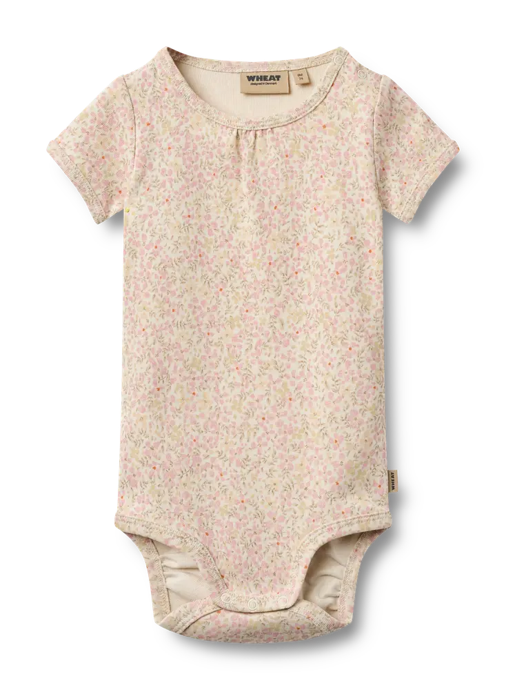 Linette Kortærmet Body - Coral Flowers - 80