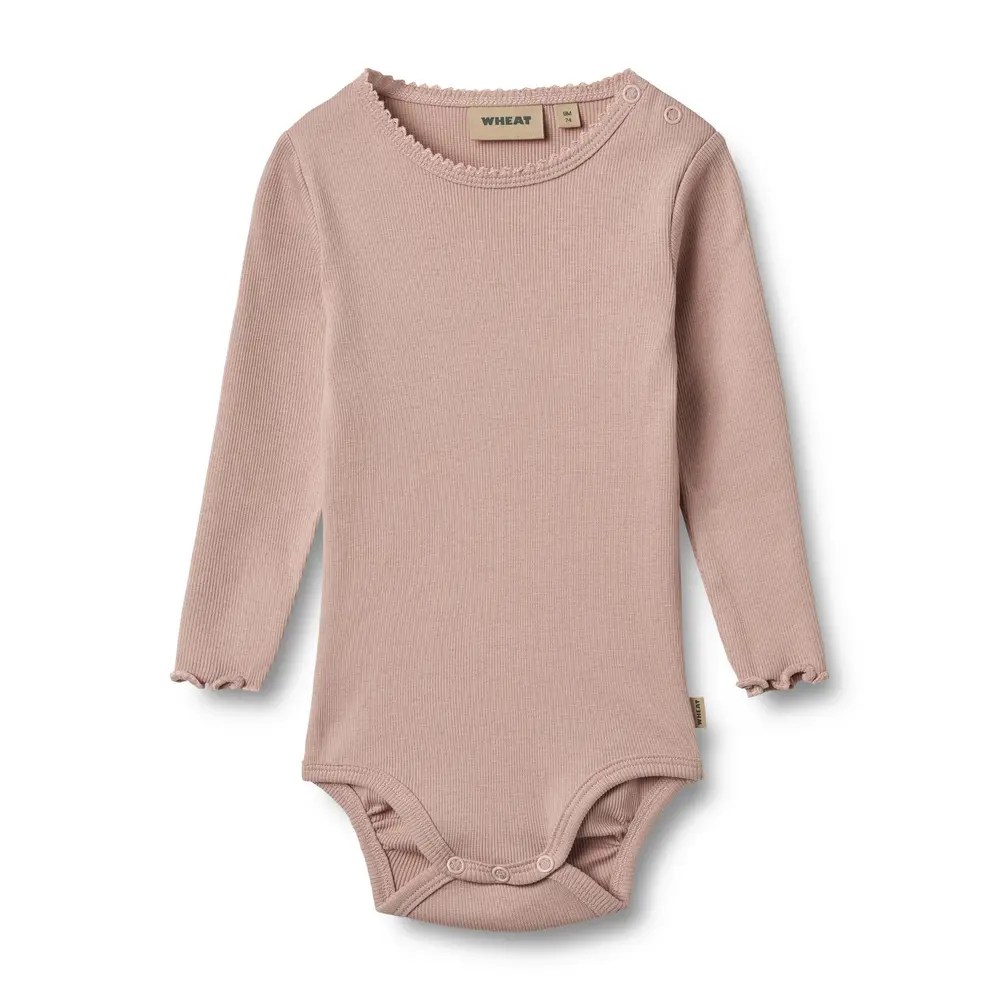 Wheat Regitze Langærmet Rib Body - Rose Powder - 80