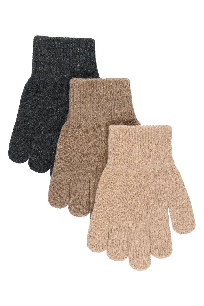 Mikk-Line Magic Handsker 3-Pak - Rose Melange-Melange Denver-Dark Gray Melange - 4-7 ÅR