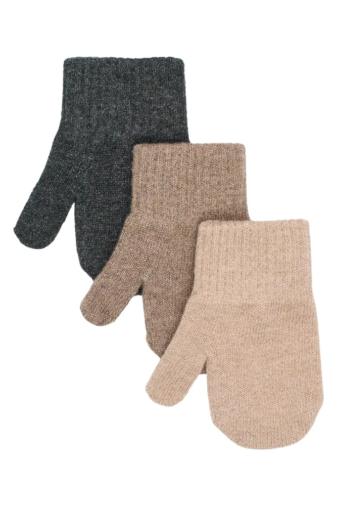 Mikk-Line Magic Vanter 3-Pak - Rose Melange-Melange Denver-Dark Gray Melange - 2-4 ÅR