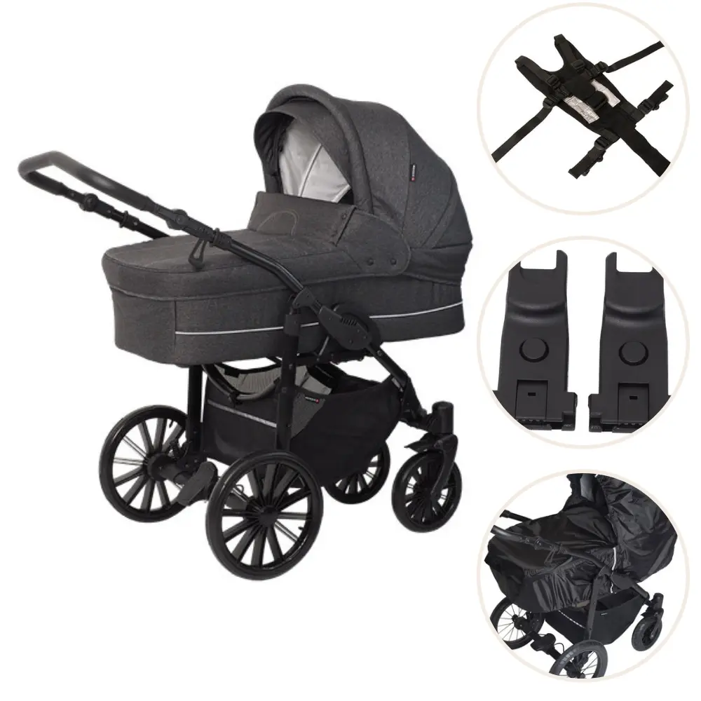 Basson Nordic Lux Barnevogn Pakke - Dark Grey