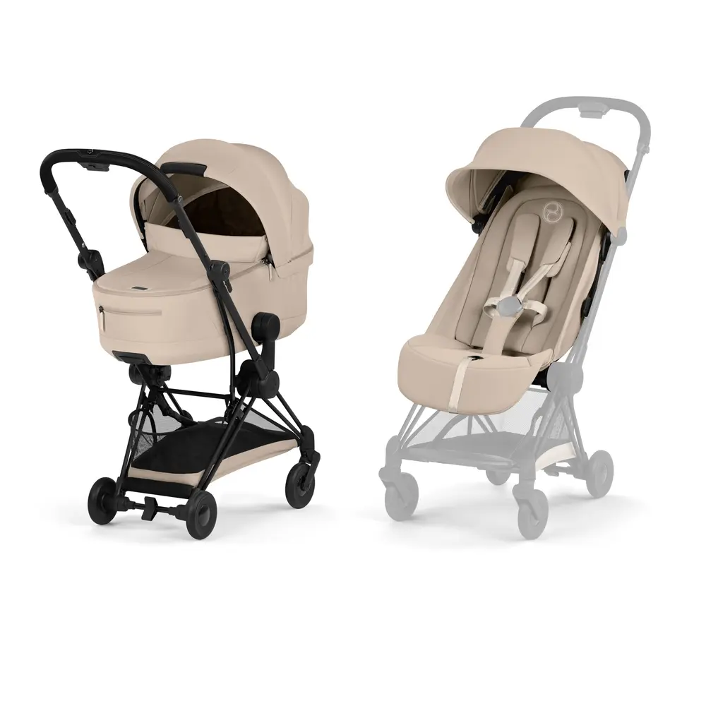 Cybex Coya Kombivogn Black Inkl. Liggedel - Cozy Beige