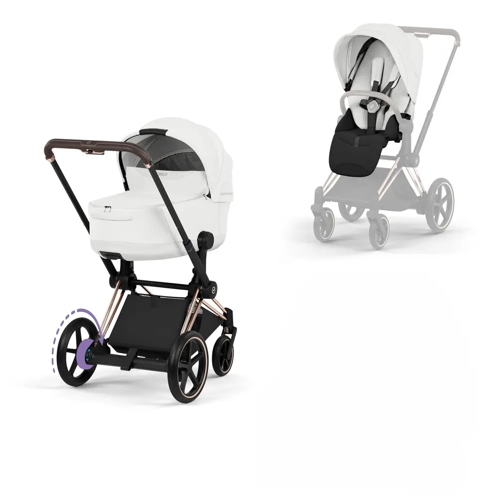 Cybex e-Priam Kombivogn - Style - Off White/Rosegold