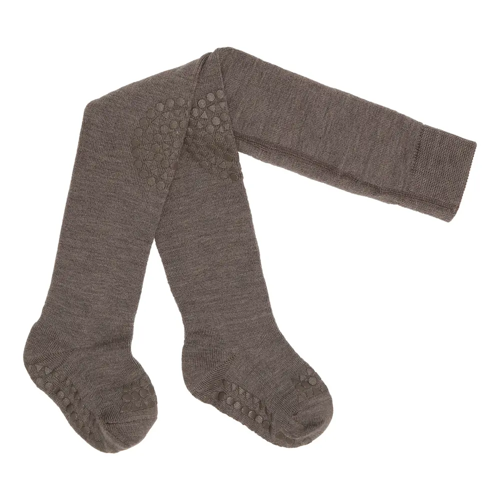 Kravle Strømpebukser Uld - Brown Melange - 6-12M