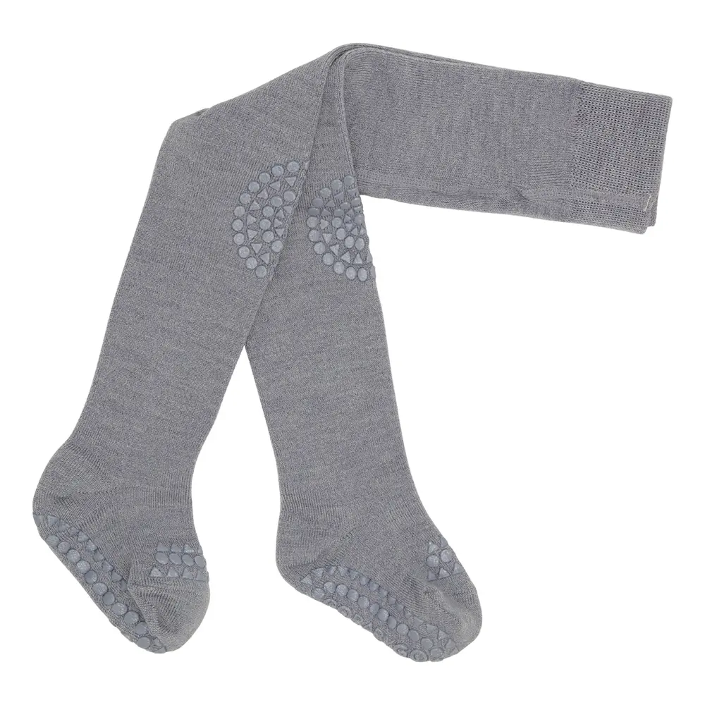 Kravle Strømpebukser Uld - Grey Melange - 6-12M