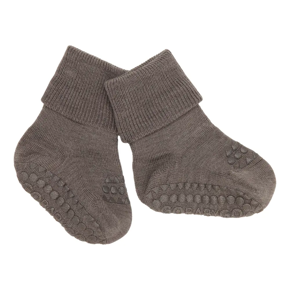 Skridsikre Strømper Merino Uld - Brown Melange - 27/30